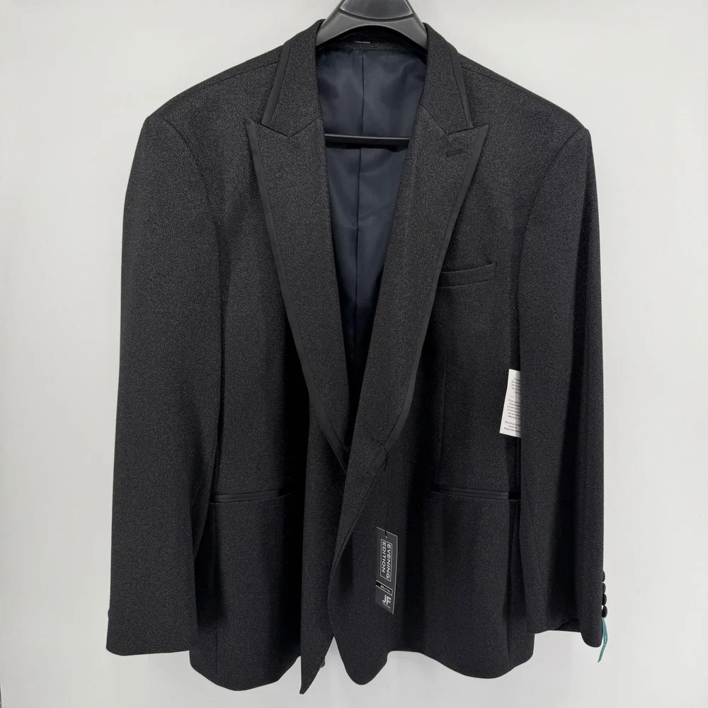 J. Ferrar Tuxedo Jacket Mens 58R Black Shine Evening Edition Big & Tall Blazer